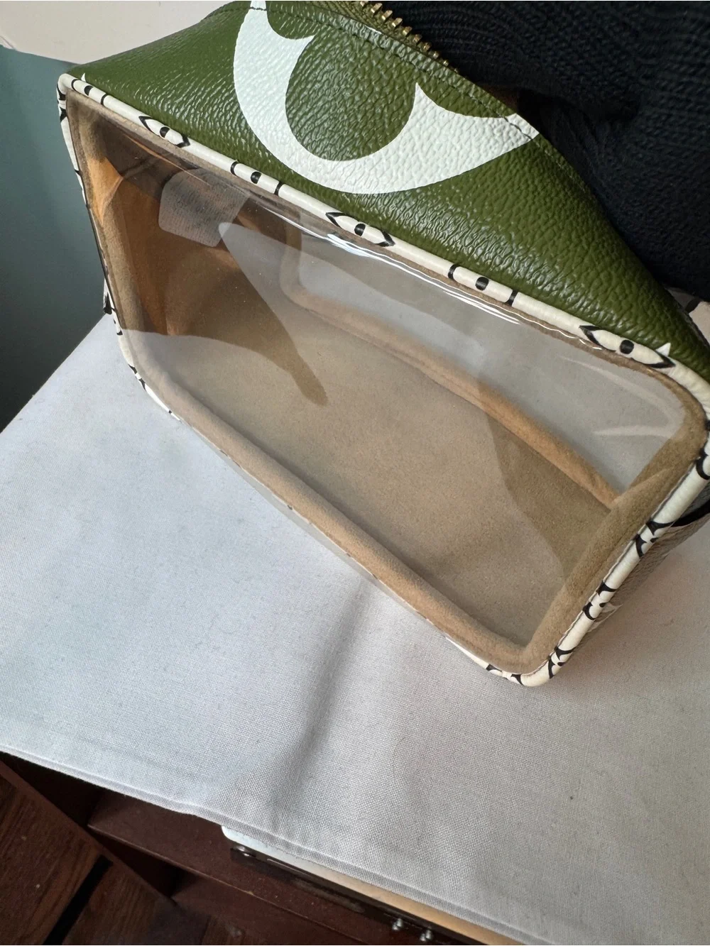 Louis Vuitton Olive Green and White Clear Crossbody Beach Pouch with Monogram - Picture 9 of 10